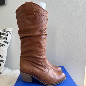 Steve Madden Cognac Brown Leather Heeled Boots